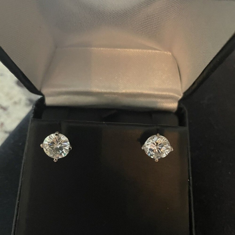 14KT. WHITE GOLD 4 CTW LAB DIAMOND STUD EARRINGS